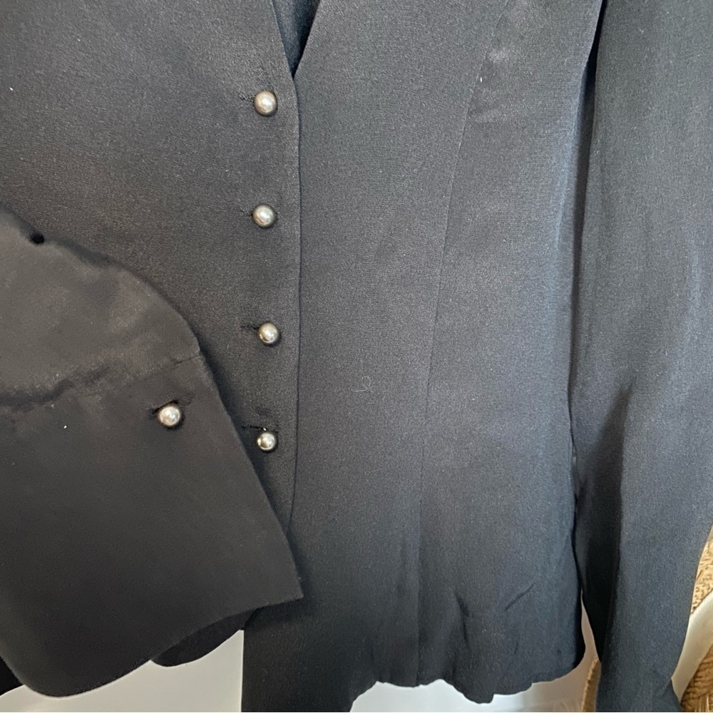 Ralph Lauren 100% Silk blouse silver buttons shirt long sleeve v neck size 4 - Picture 5 of 8